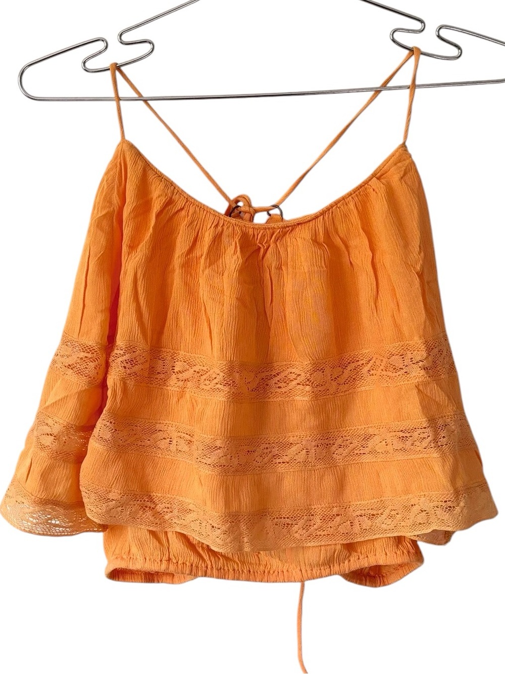 NWT Free People Orange Lace Detailed Camisole Home Again Tank Top Size XL